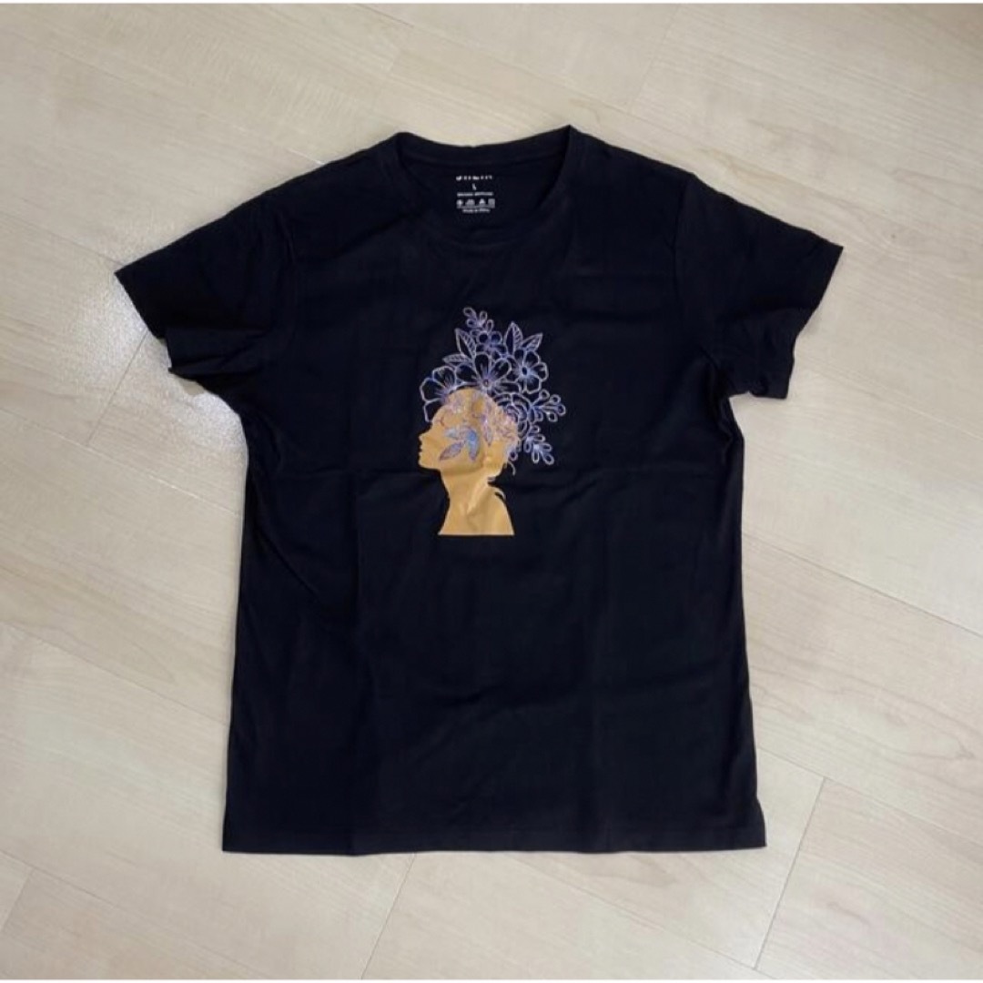 shein tシャツ　半袖　黒 レディースのトップス(Tシャツ(半袖/袖なし))の商品写真