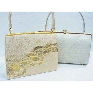 平和屋1■和装小物　和装バッグまとめて2点　流水芝草文　金銀糸　逸品　CAAC87450th