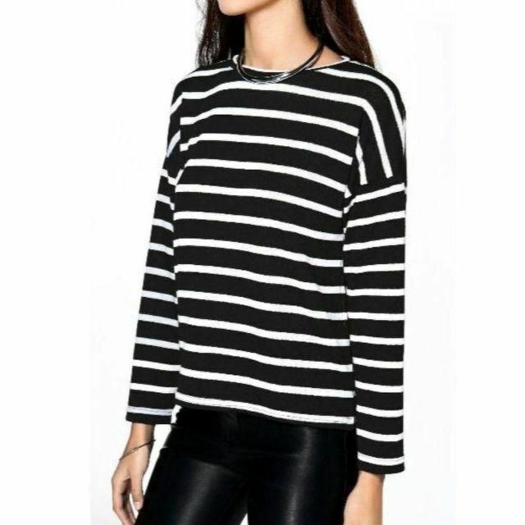 asos(エイソス)の英国インポート♡asos select boohoo モノトーンボーダーニット レディースのトップス(カットソー(長袖/七分))の商品写真