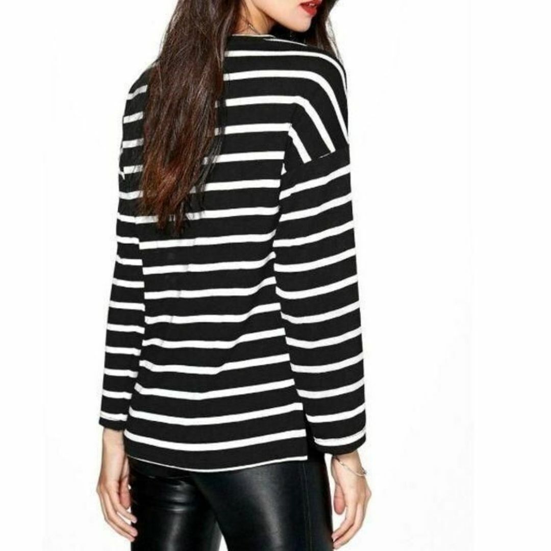 asos(エイソス)の英国インポート♡asos select boohoo モノトーンボーダーニット レディースのトップス(カットソー(長袖/七分))の商品写真