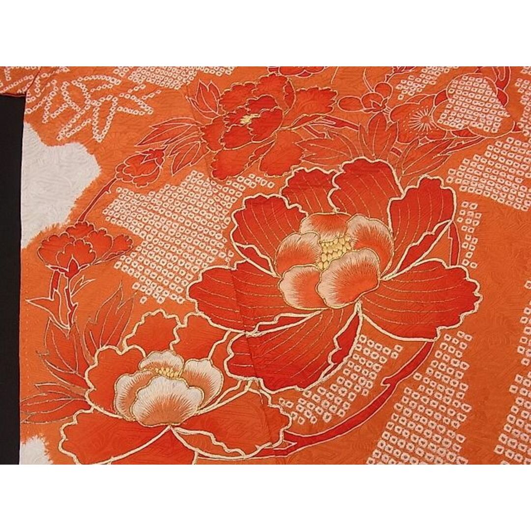 平和屋1■豪華振袖　駒刺繍　絞り　草花丸文　金彩　逸品　CAAC1379dy レディースの水着/浴衣(振袖)の商品写真