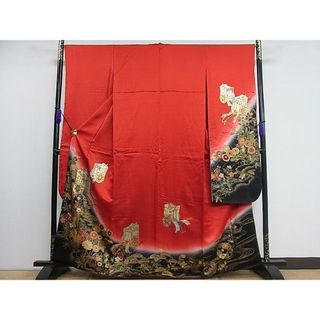 平和屋1■豪華振袖　御所車花文　暈し染め　金銀彩　逸品　CAAC5957ut(振袖)