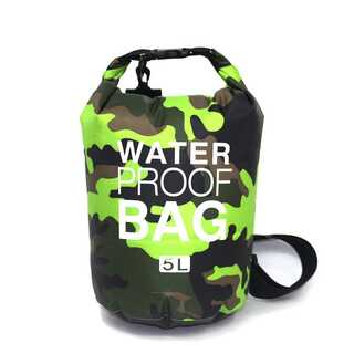 プールバッグ 防水 ショルダーバッグ 緑×迷彩 5L G056(トレーニング用品)
