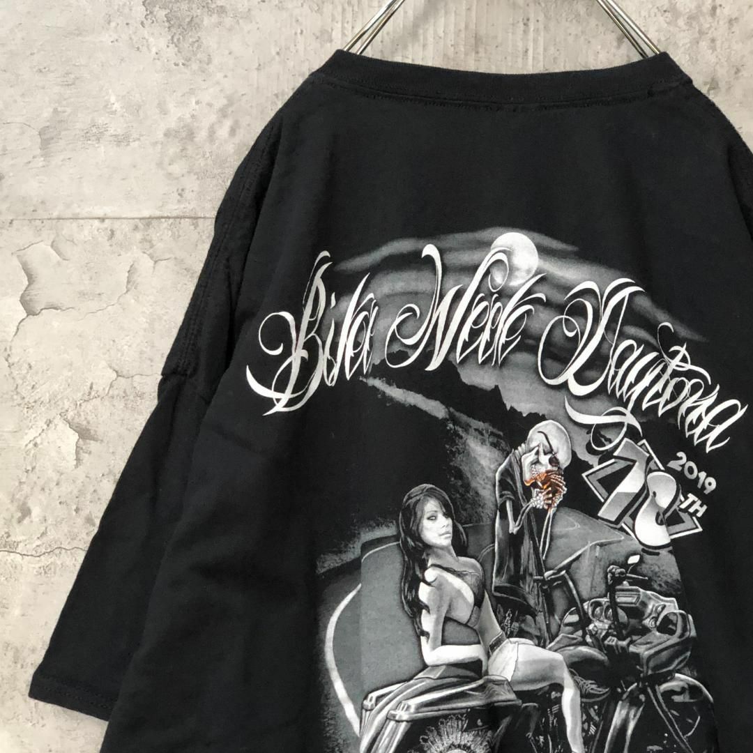 BIKE WEEK ドクロ ライダー バックプリント アメリカン Tシャツ メンズのトップス(Tシャツ/カットソー(半袖/袖なし))の商品写真