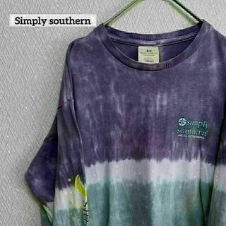 Simply southern ロンT バックプリント タイダイ USA M(Tシャツ/カットソー(七分/長袖))