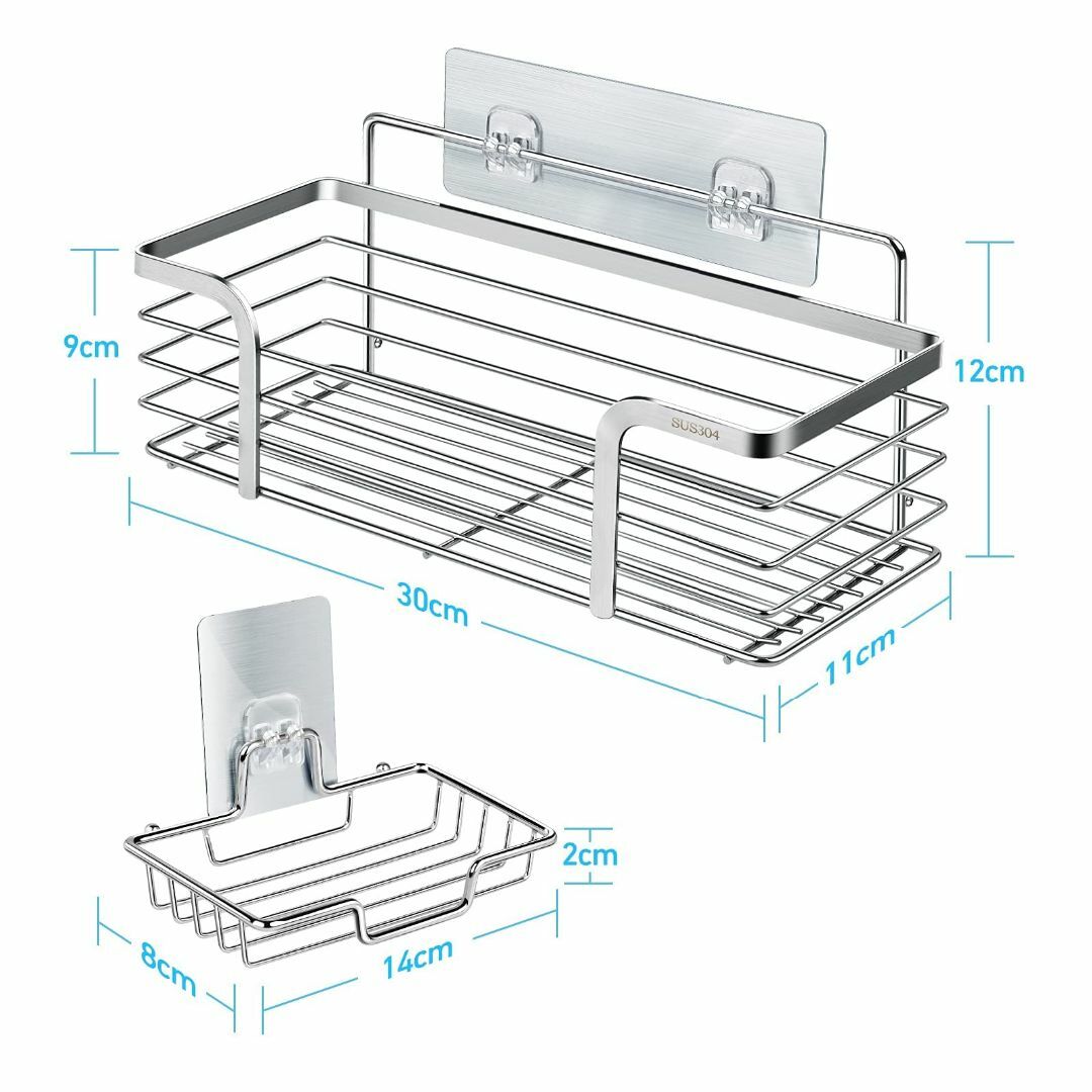 サイズ:30X11X9シャワーラック+石けん皿 キッチンラック 浴室用ラック インテリア/住まい/日用品の日用品/生活雑貨/旅行(タオル/バス用品)の商品写真