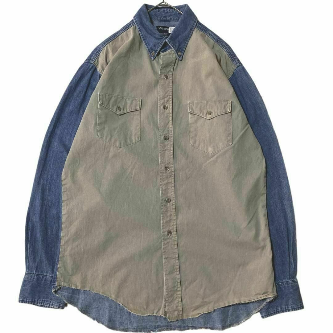 Wrangler(ラングラー)のラングラー BD長袖シャツ デニム切り替え 両胸ポケット 薄手 r56① メンズのトップス(シャツ)の商品写真