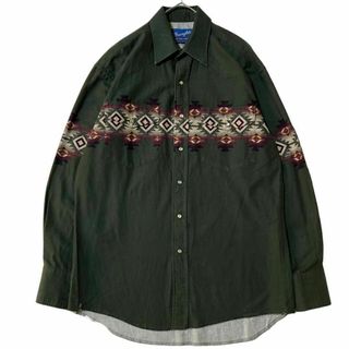 ラングラー(Wrangler)のラングラー ウエスタン長袖シャツ ネイティブ柄 両胸ポケット 薄手 r57①(シャツ)