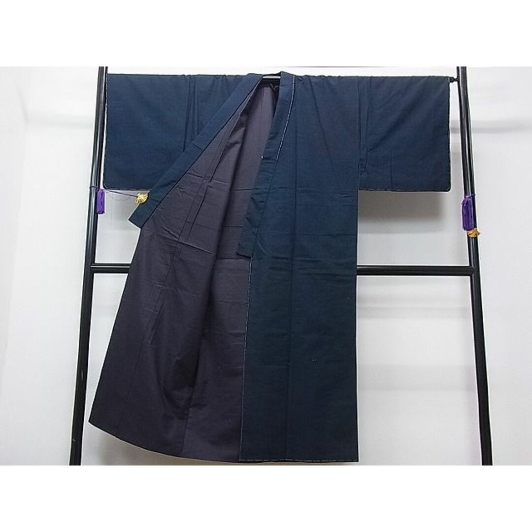 平和屋1■男性　紬・髭紬羽織セット　藍鉄色　逸品　CAAC2946ua メンズの水着/浴衣(着物)の商品写真