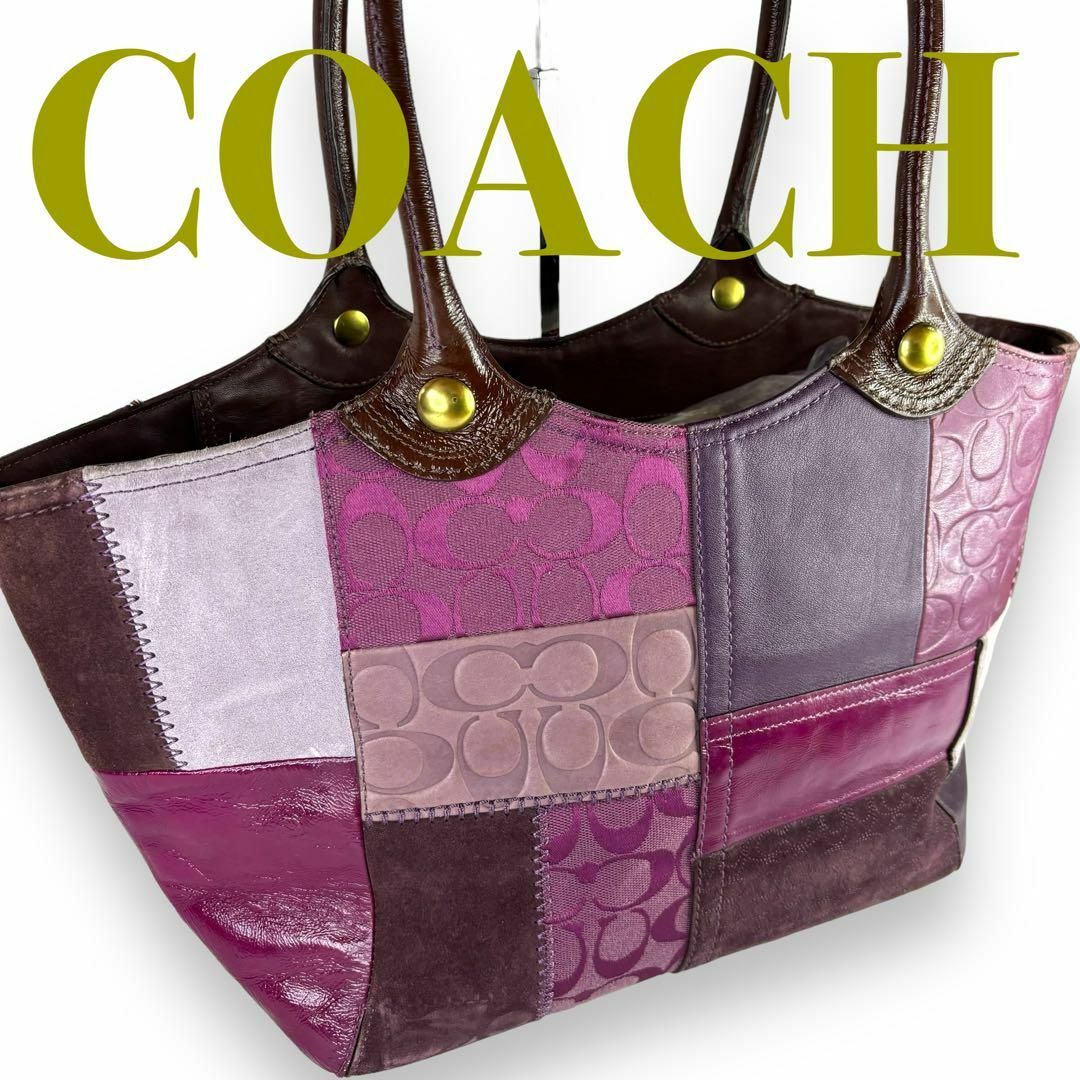 COACH(コーチ)の希少　コーチ　パッチワーク　トートバッグ　シグネチャー　F14045　A4可 レディースのバッグ(トートバッグ)の商品写真