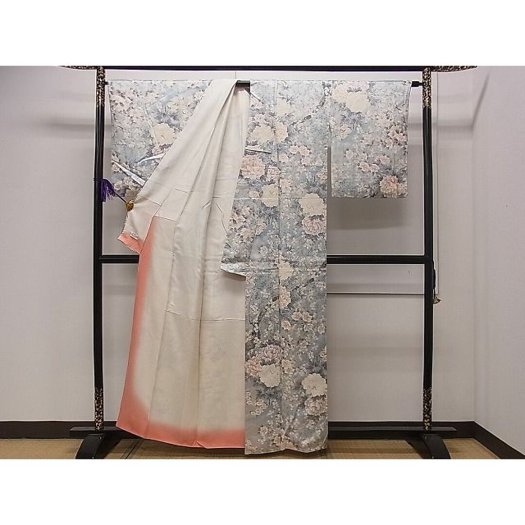 平和屋1■上質な小紋　草花文　金彩　やまと誂製　逸品　CAAC1394dy レディースの水着/浴衣(着物)の商品写真