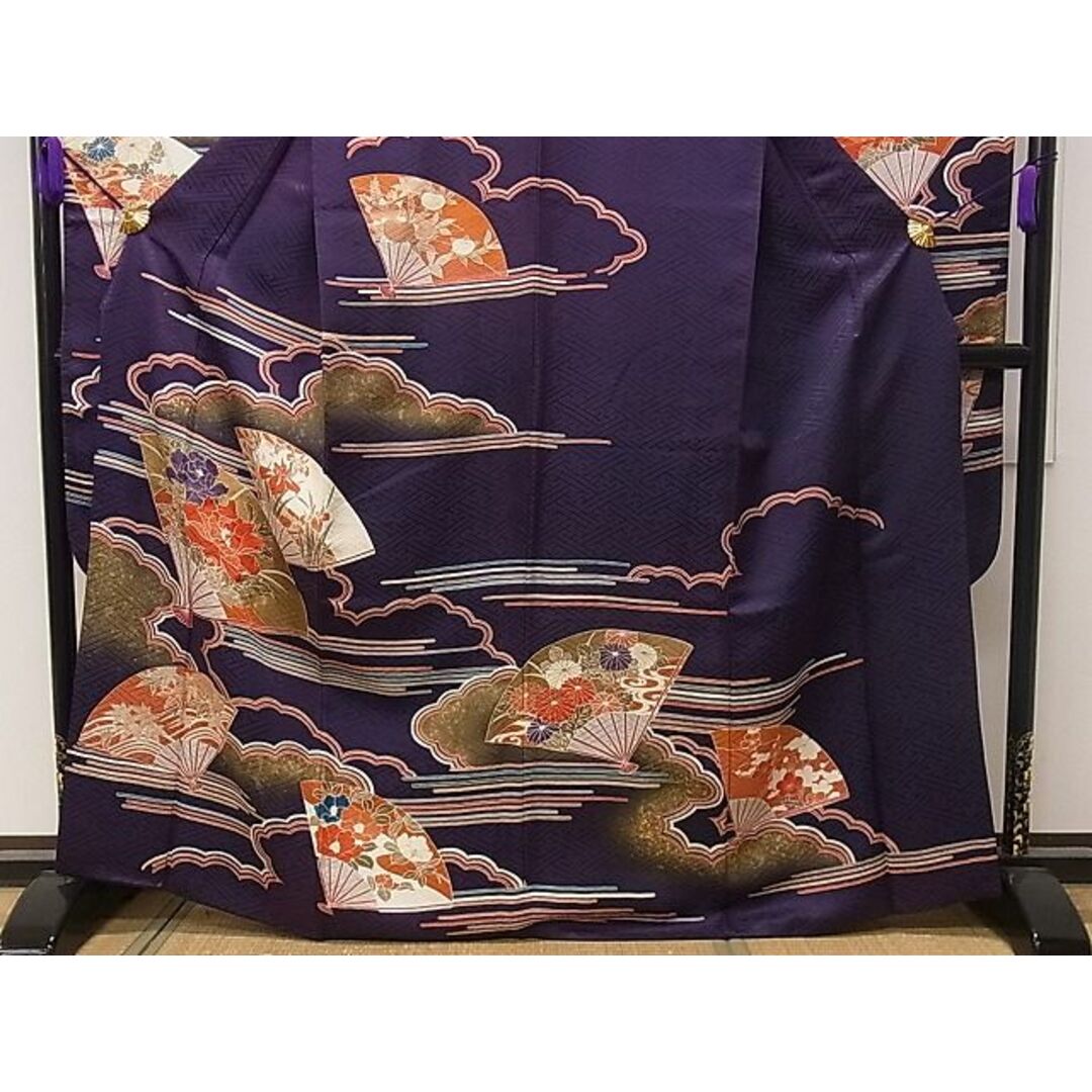 平和屋1■豪華振袖　刺繍　雲取り扇草花文　金彩　逸品　CAAC1383dy レディースの水着/浴衣(振袖)の商品写真