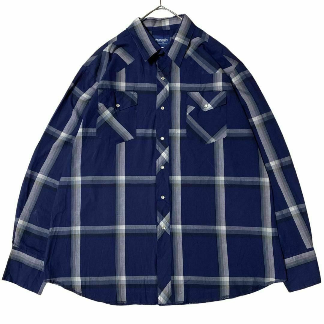 Wrangler(ラングラー)のラングラー チェック柄 ウエスタン長袖シャツ 両胸ポケット 薄手 r59 メンズのトップス(シャツ)の商品写真