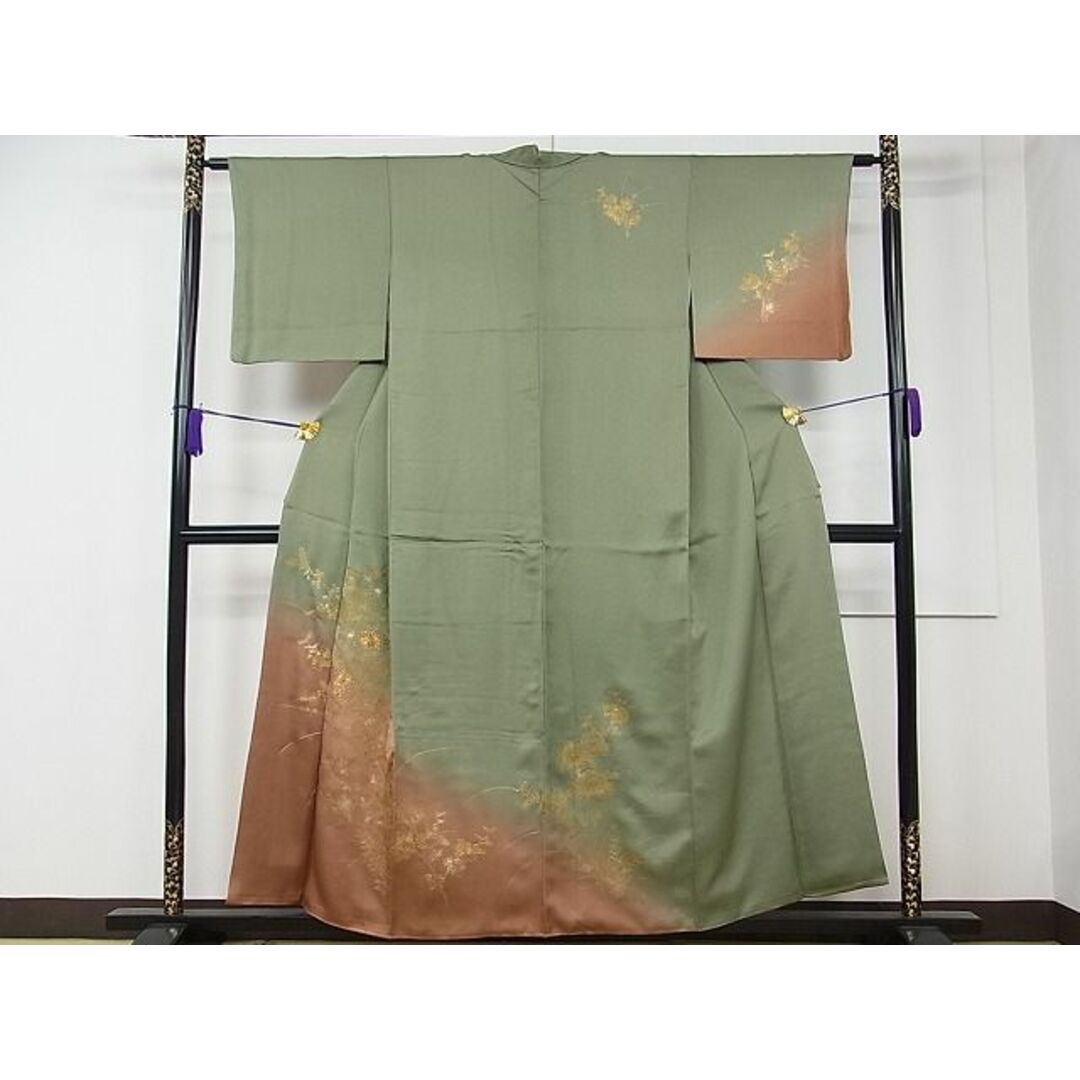 平和屋1■訪問着　駒刺繍　菊　暈し染め　金銀彩　逸品　CAAC5228rv レディースの水着/浴衣(着物)の商品写真