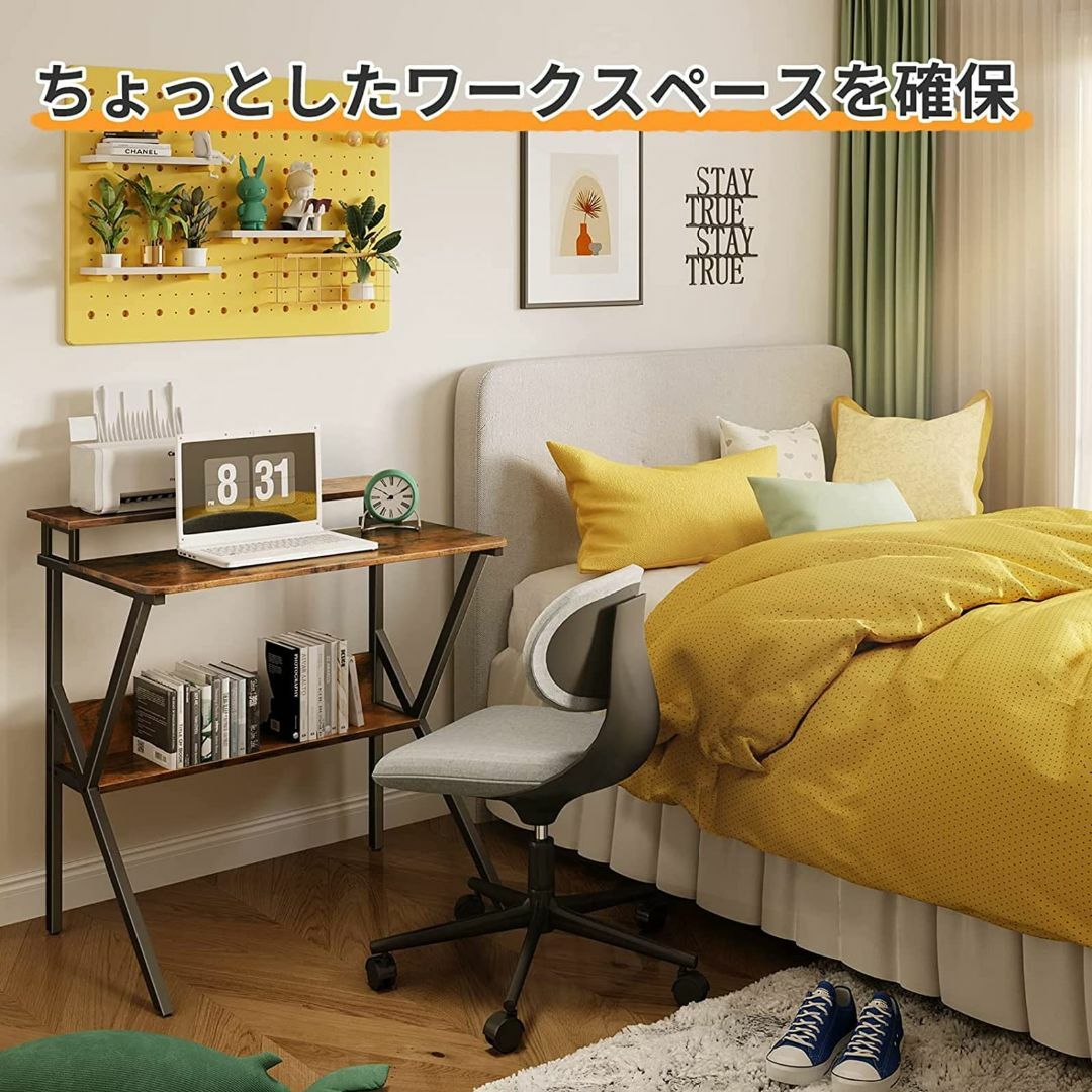 【色: ビンテージ】KKL パソコンデスク モニター台付き 幅70cm×奥行48 インテリア/住まい/日用品のオフィス家具(オフィス/パソコンデスク)の商品写真