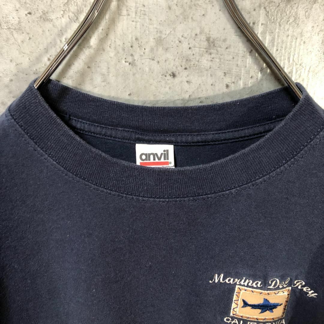 Anvil(アンビル)のMarina del Rey サメ 鮫 刺繍 ワンポイント Tシャツ メンズのトップス(Tシャツ/カットソー(半袖/袖なし))の商品写真