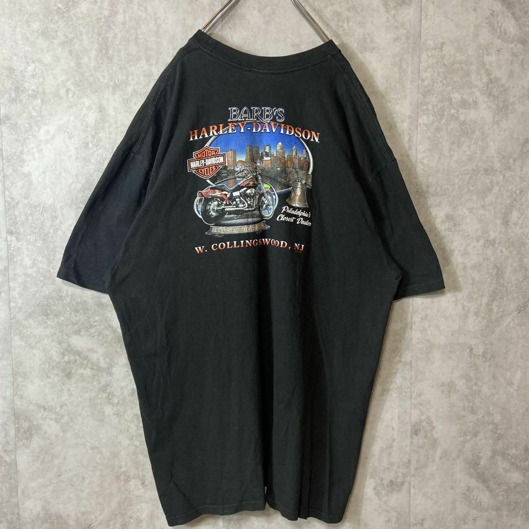 Harley Davidson(ハーレーダビッドソン)の【オーバーサイズ、両面プリントロゴ】ハーレーダビッドソン古着Tシャツ黒90s メンズのトップス(Tシャツ/カットソー(半袖/袖なし))の商品写真