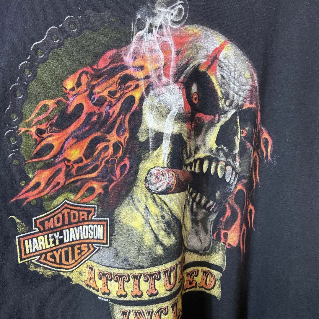 Harley Davidson(ハーレーダビッドソン)の【オーバーサイズ、両面プリントロゴ】ハーレーダビッドソン古着Tシャツ黒90s メンズのトップス(Tシャツ/カットソー(半袖/袖なし))の商品写真