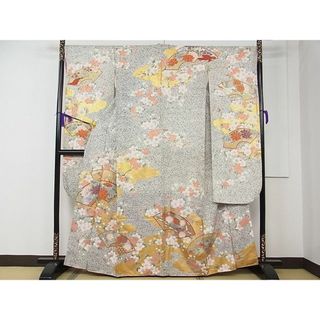 平和屋1■豪華振袖　駒刺繍　雲取り扇面風景花文　たたき染め　金銀彩　逸品　CAAC5229rv(振袖)