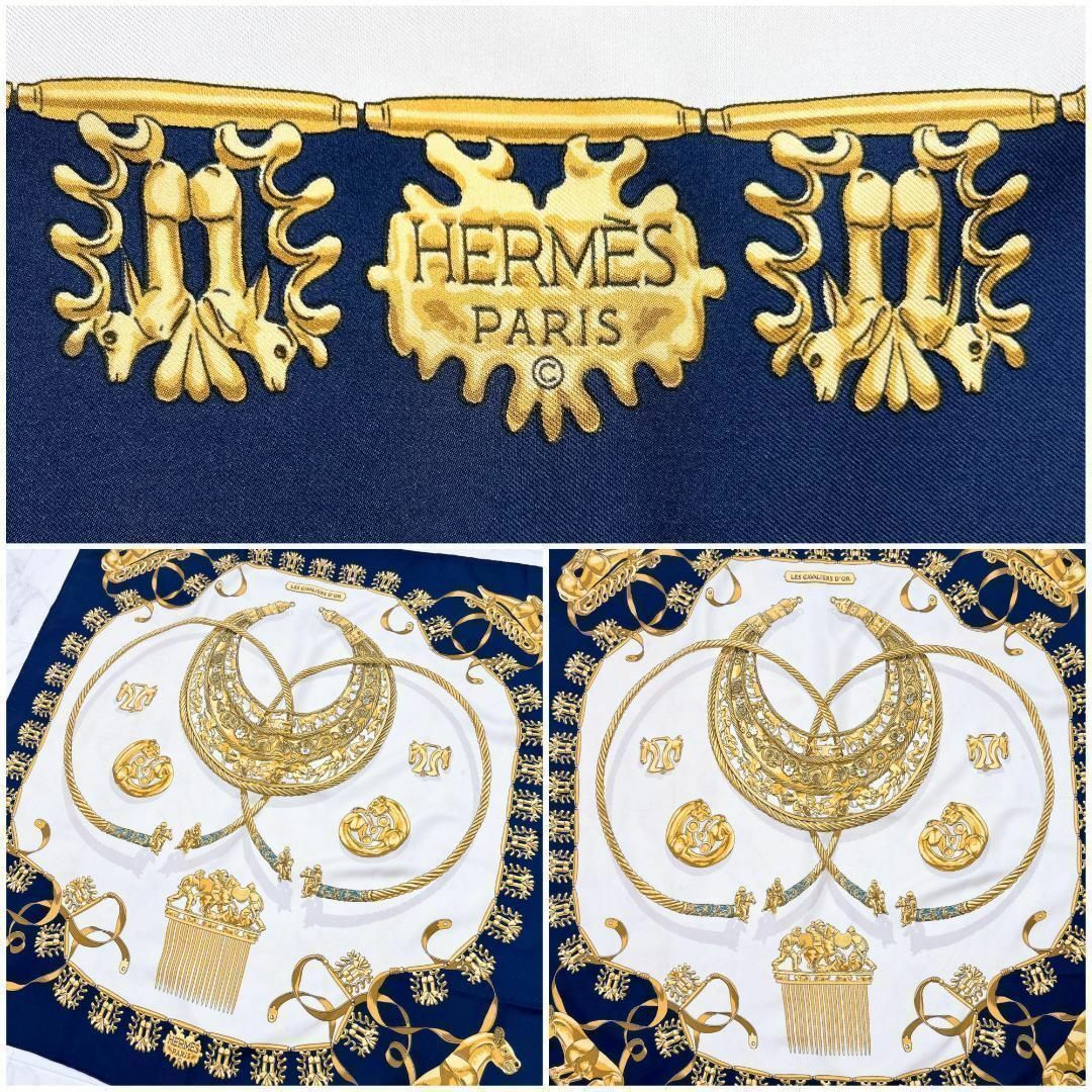 Hermes(エルメス)の☆HERMES エルメス シルクスカーフ LES CAVALIERS D'OR レディースのファッション小物(バンダナ/スカーフ)の商品写真