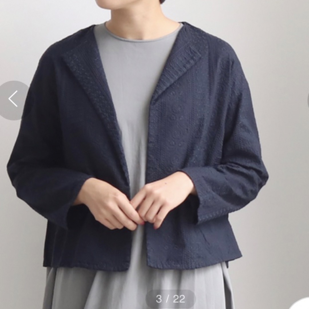 yuni(ユニ)のyuni 総刺繍ジャケット　羽織　綿100% レディースのジャケット/アウター(ノーカラージャケット)の商品写真