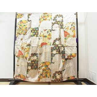 平和屋1■豪華振袖　駒刺繍　市松牡丹吉祥花文　金銀糸　逸品　CAAC0600yc(振袖)