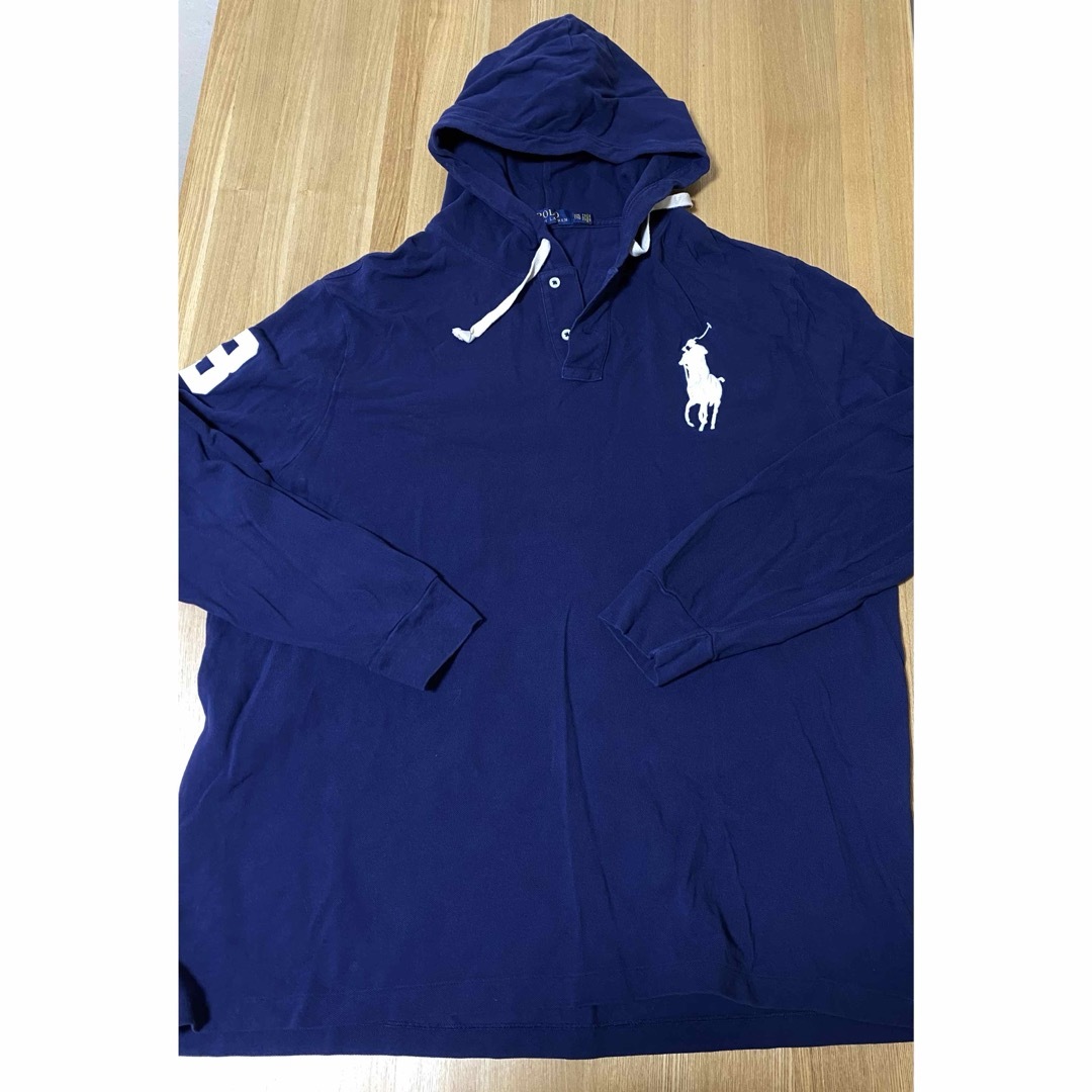 POLO RALPH LAUREN(ポロラルフローレン)のラルフローレン／ポロシャツパーカー／長袖／サイズXXL／ネイビー メンズのトップス(Tシャツ/カットソー(七分/長袖))の商品写真