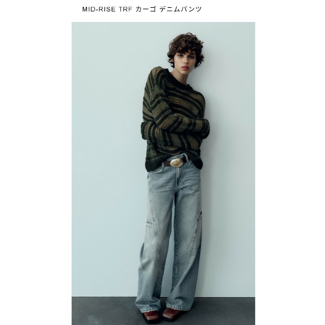 ZARA(ザラ)のZARA TRF ミッドライズカーゴデニムパンツ36 レディースのパンツ(デニム/ジーンズ)の商品写真