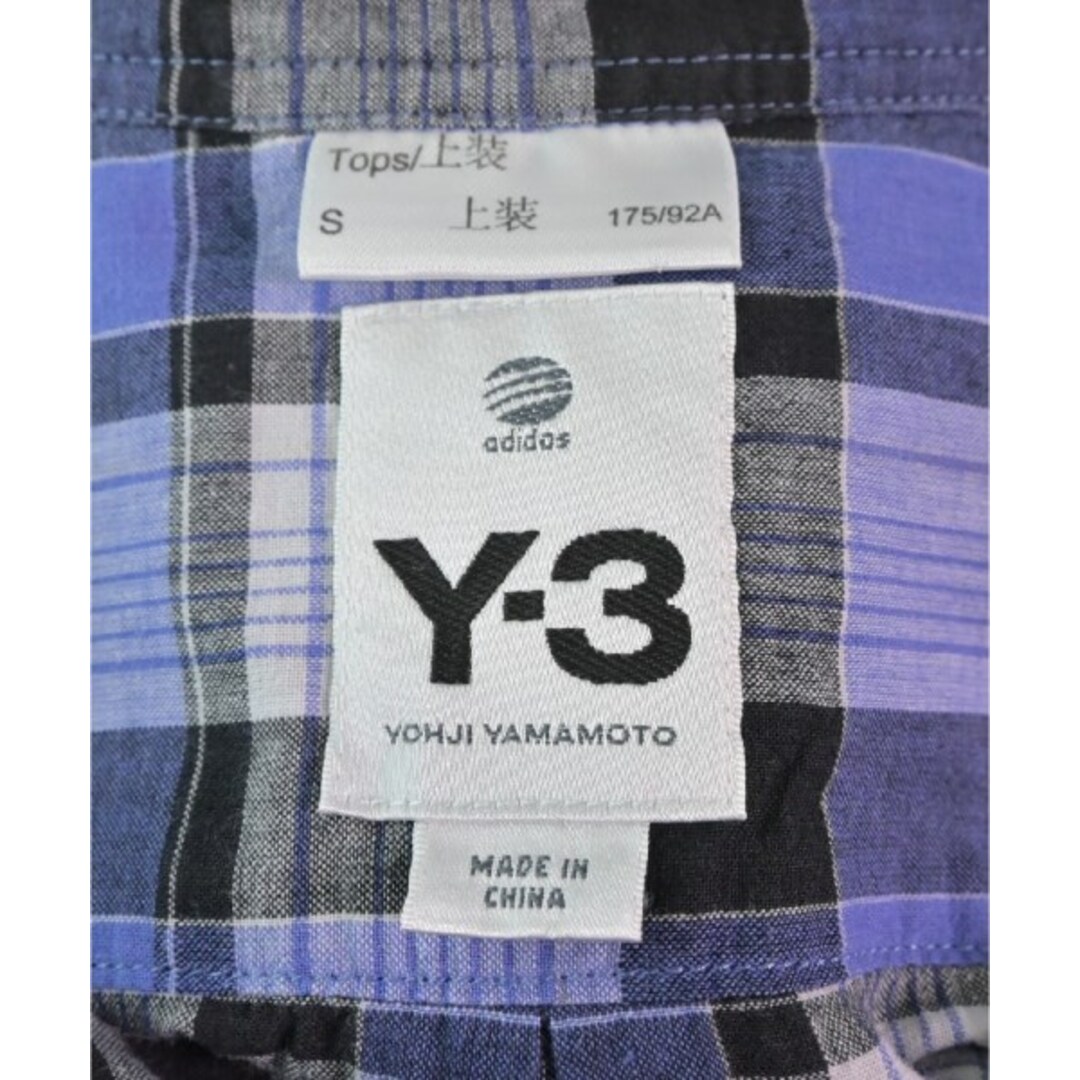 Y-3(ワイスリー)のY-3 ワイスリー カジュアルシャツ S 青x黒(チェック) 【古着】【中古】 レディースのトップス(シャツ/ブラウス(長袖/七分))の商品写真