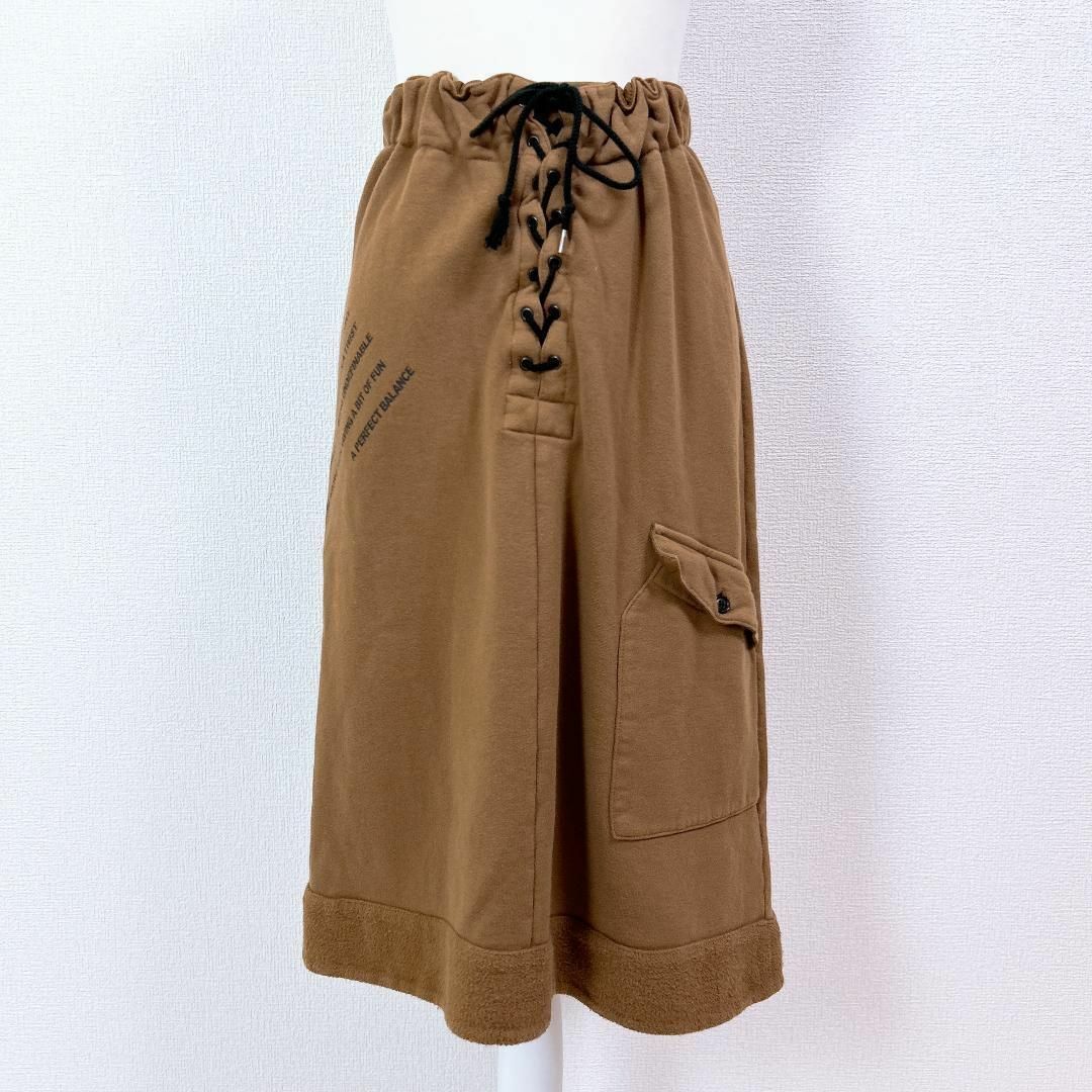 ■JUDDYCORN ジュディーコーン スウェットスカート ウエスト紐 ブラウン レディースのスカート(その他)の商品写真