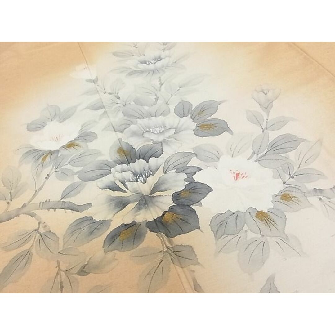 平和屋1■訪問着　紬地　手描き　枝花文　金彩　逸品　未使用　CAAC5177 レディースの水着/浴衣(着物)の商品写真