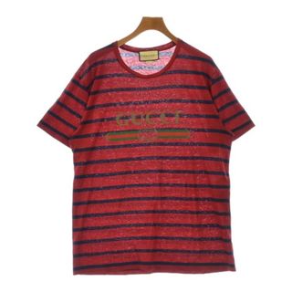 グッチ(Gucci)のGUCCI グッチ Tシャツ・カットソー M 赤x紺(ボーダー) 【古着】【中古】(Tシャツ/カットソー(半袖/袖なし))