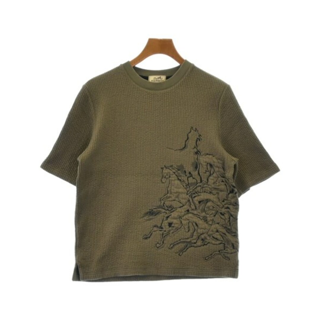 Hermes(エルメス)のHERMES エルメス Tシャツ・カットソー S カーキ系x紺 【古着】【中古】 メンズのトップス(Tシャツ/カットソー(半袖/袖なし))の商品写真