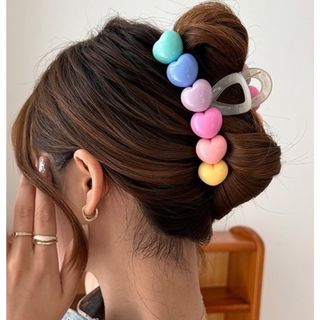 66【新品】韓国アクセサリー  ハート ヘアクリップ オルチャン 大きめ(バレッタ/ヘアクリップ)