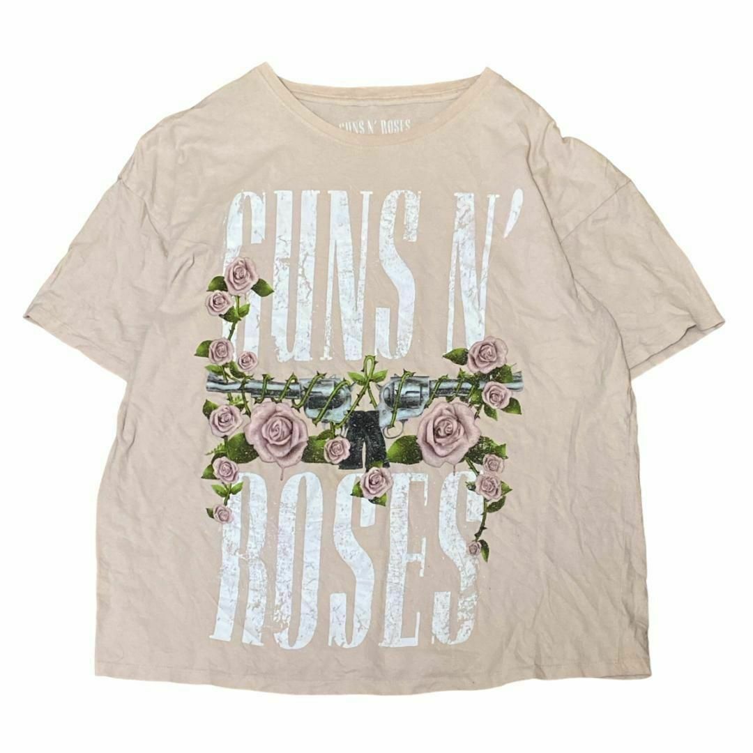 GUNS N' ROSES バンド半袖Tシャツ 拳銃 バラ ピンク m48① メンズのトップス(Tシャツ/カットソー(半袖/袖なし))の商品写真