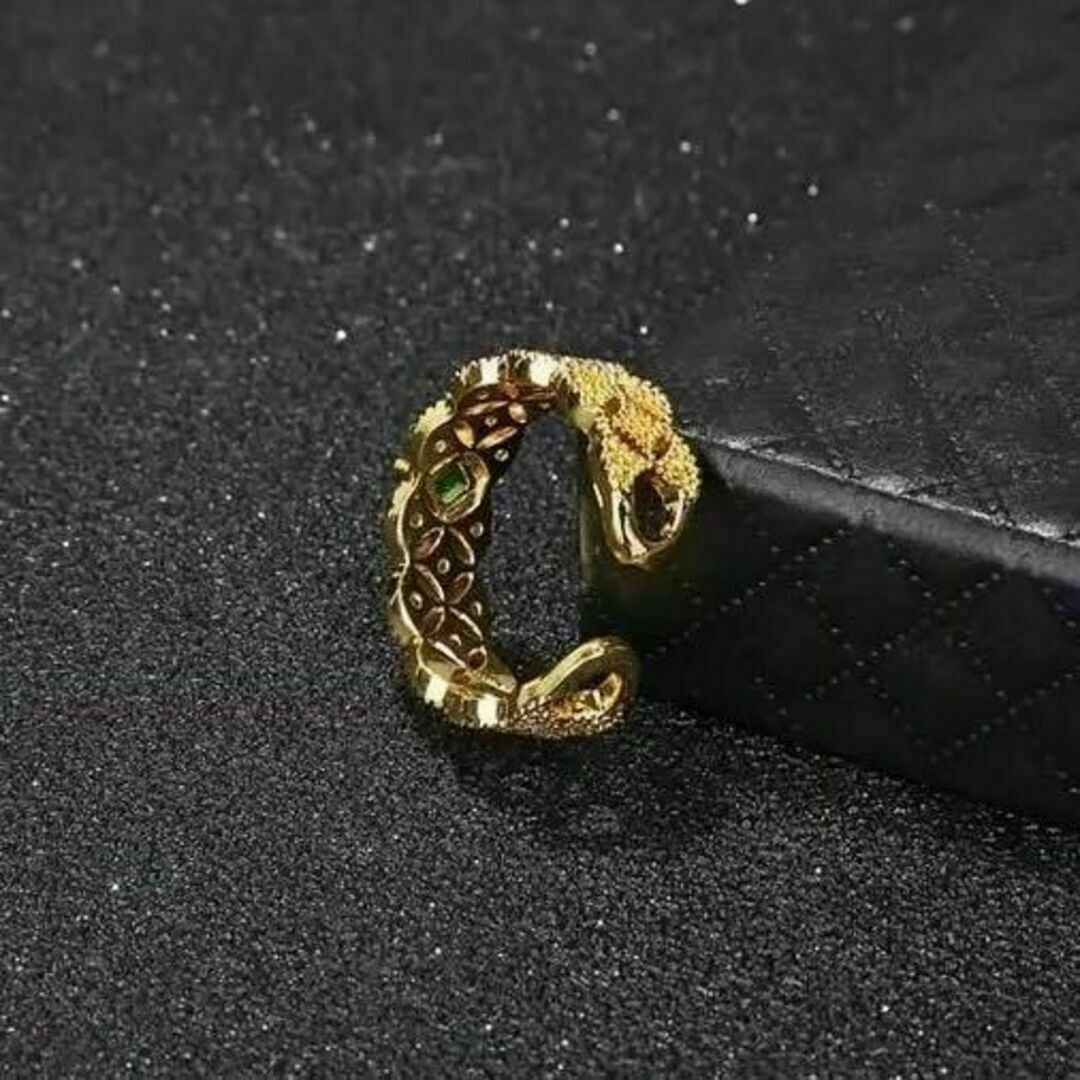 指輪　リング　グリーンストーン　ゴールド　緑　オープンリング　ジルコニア　新品 レディースのアクセサリー(リング(指輪))の商品写真