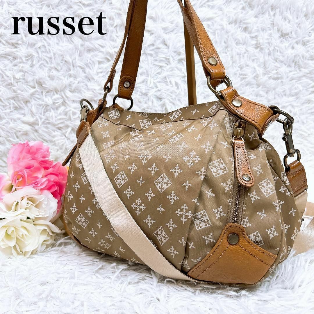 Russet(ラシット)の■russet 2way ショルダーバッグ ロゴプリント レザー×ナイロン レディースのバッグ(ショルダーバッグ)の商品写真