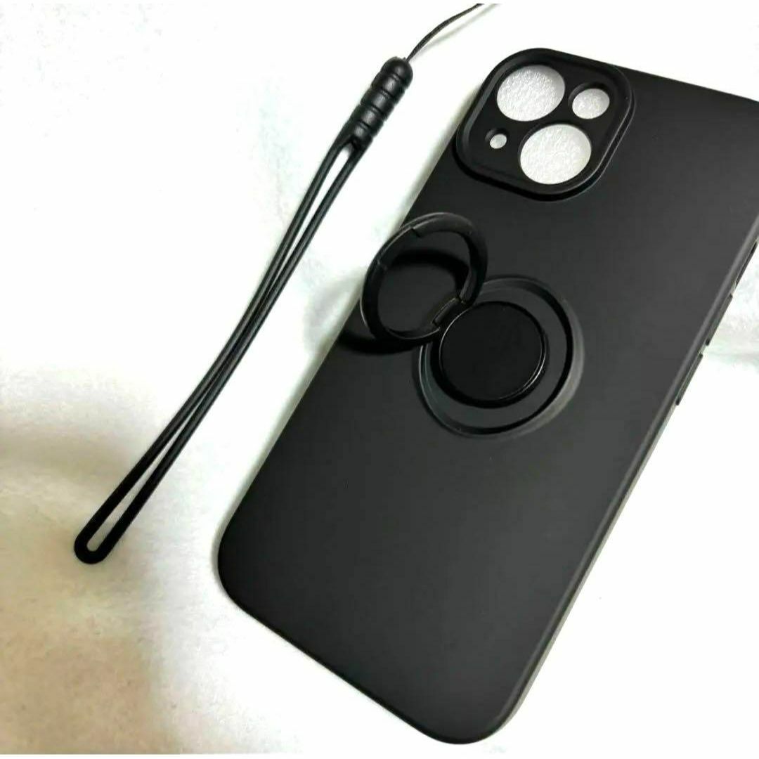 iPhone15plus ケース シンプル スマホリング 黒 シリコン 韓国 スマホ/家電/カメラのスマホアクセサリー(iPhoneケース)の商品写真