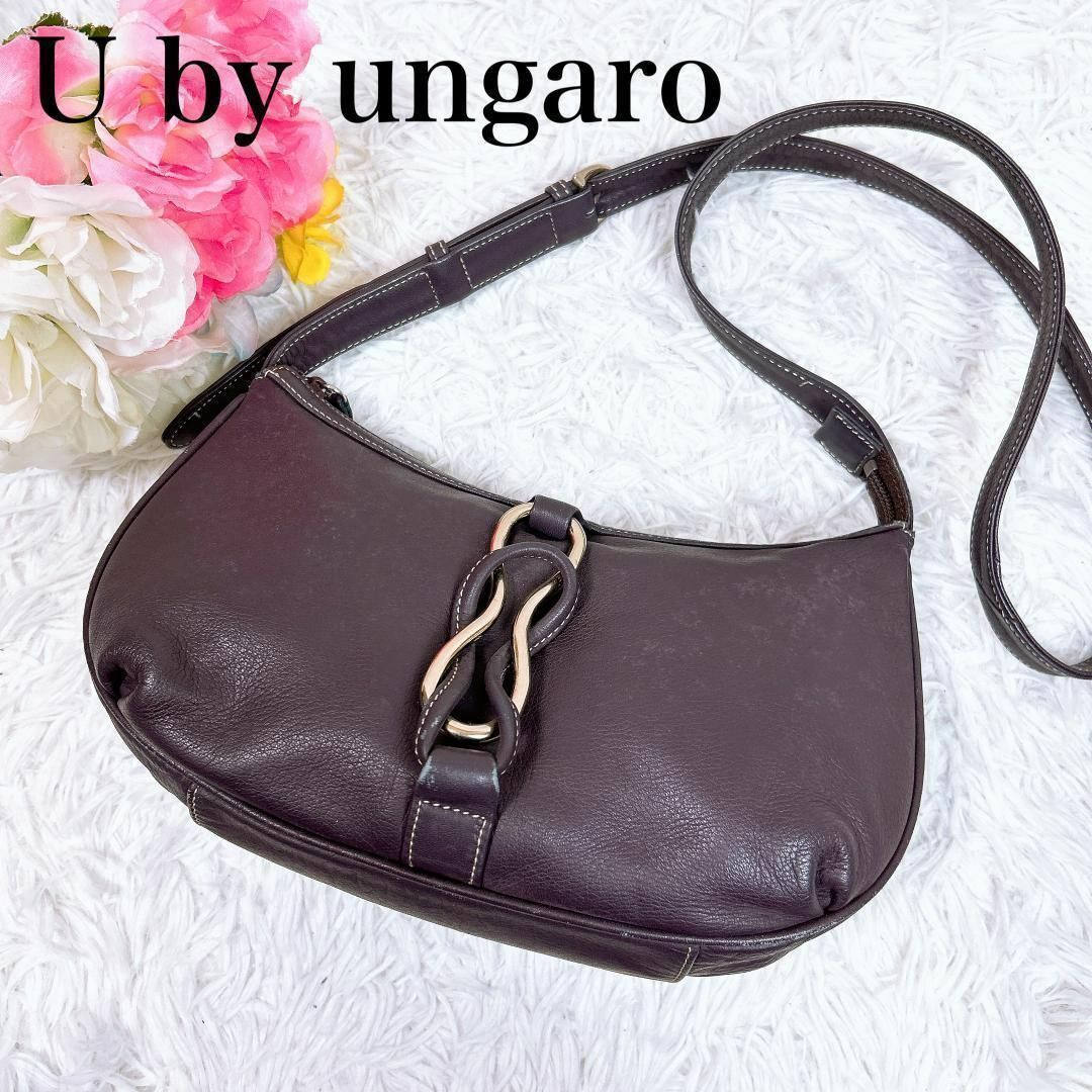 ■U by ungaro 日本製 レザーショルダーバッグ シルバー金具 レディースのバッグ(ショルダーバッグ)の商品写真