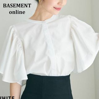 BASEMENT - 未使用タグ付 ベースメントオンライン ギャザースリーブブラウス