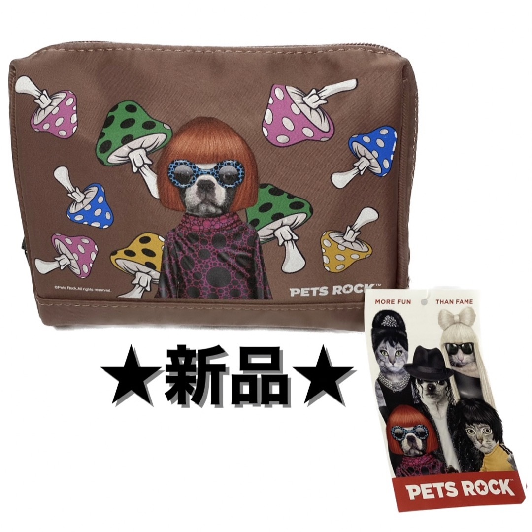 【新品】PETS ROCK   ペッツロック　ポーチ　スクエアポーチ レディースのファッション小物(その他)の商品写真