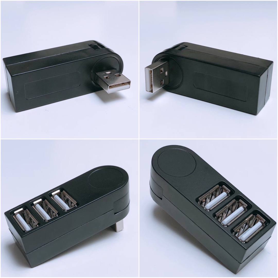 USBハブ 3ポート USB2.0 小型 ブラック リモートワーク 増設 変換 スマホ/家電/カメラのPC/タブレット(PC周辺機器)の商品写真