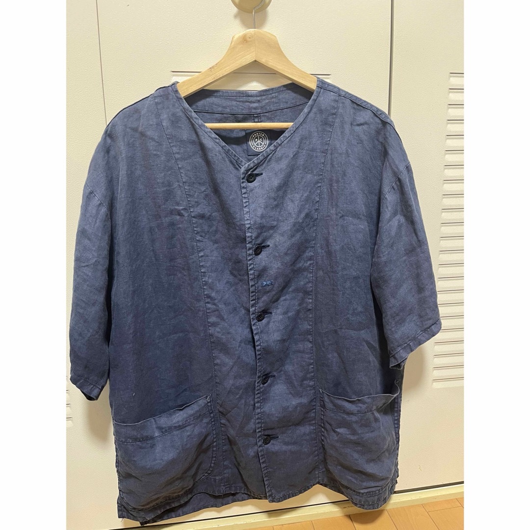 PORTER CLASSIC(ポータークラシック)のPorter Classic LINEN BASEBALL SHIRT NAVY メンズのトップス(シャツ)の商品写真