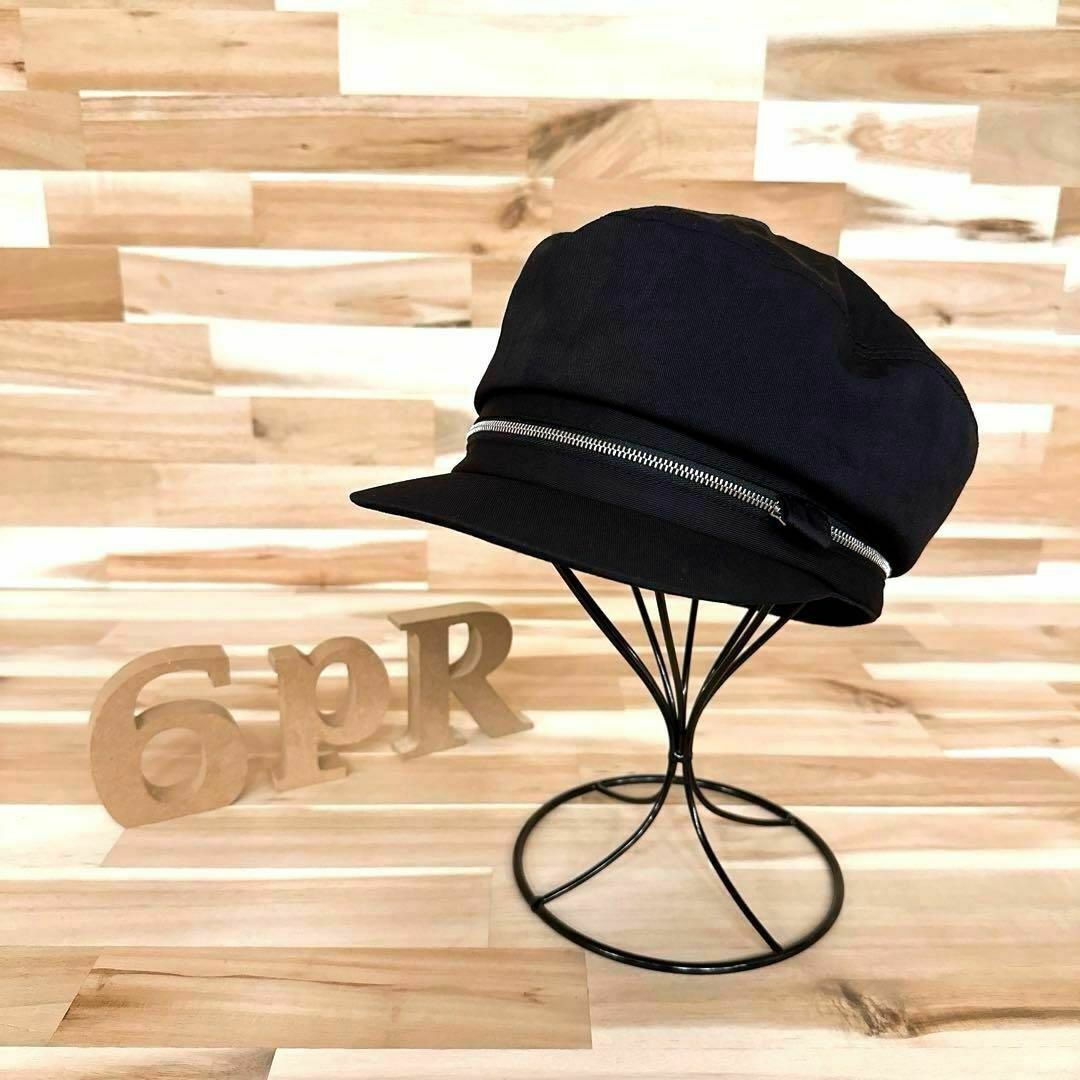 CA4LA(カシラ)の【カシラ】CA4LA ジップデザイン 2way キャスケット ベレー帽 黒×銀 レディースの帽子(キャスケット)の商品写真
