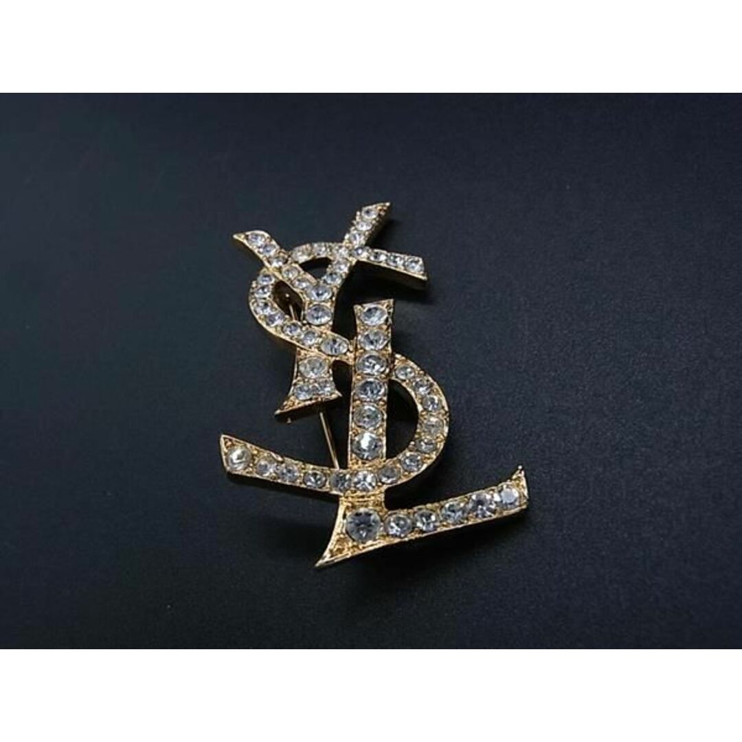 Yves Saint Laurent(イヴサンローラン)の■極美品■ YVESSAINTLAURENT イヴサンローラン ラインストーン ピンブローチ ピンバッジ アクセサリー ゴールド系 AW3559  レディースのアクセサリー(その他)の商品写真