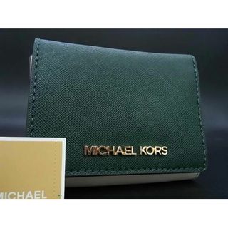 Michael Kors - ■新品■未使用■ MICHAEL KORS マイケルコース レザー 三つ折り 財布 ウォレット 小銭入れ 札入れ グリーン系×ホワイト系 AY0820 