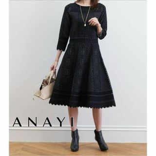 ANAYI - ANAYI バイカラーレースジャガードフレア ワンピース