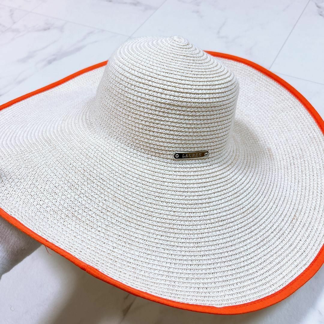 ◇ローレンラルフローレン 大きいツバ 麦わら帽子 ハット プレートロゴ レディースの帽子(麦わら帽子/ストローハット)の商品写真