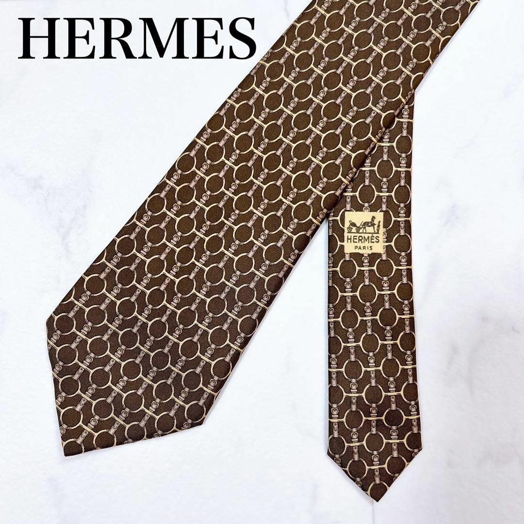 Hermes(エルメス)の★HERMES エルメス シルクネクタイ 総柄 ベルト柄 フランス製 627TA メンズのファッション小物(ネクタイ)の商品写真