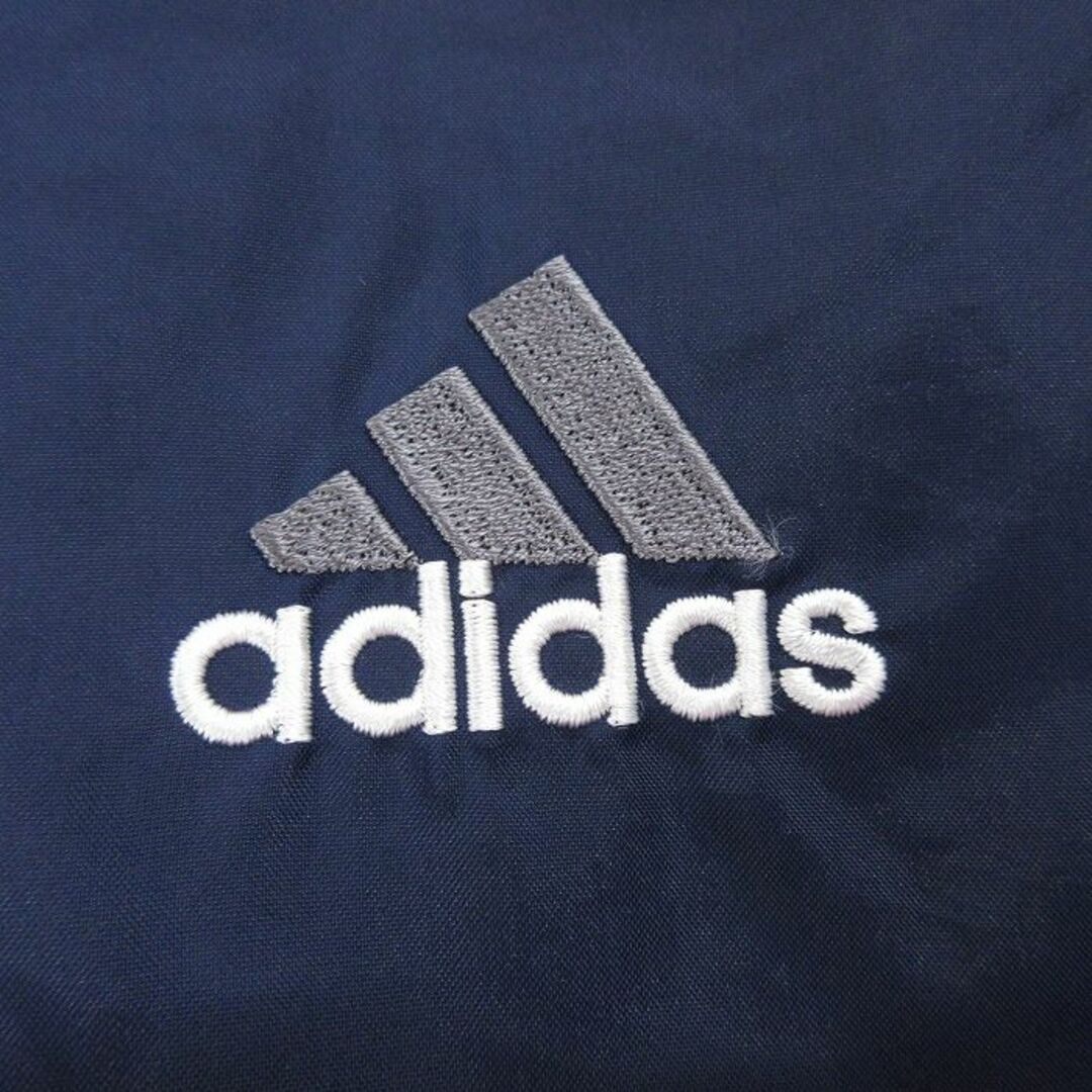 adidas(アディダス)のXL★古着 アディダス adidas 長袖 ナイロン ジャケット メンズ 90年代 90s ワンポイントロゴ 大きいサイズ ロング丈 ラグラン 紺 ネイビー 3本ライン 内側メッシュ 24may10 中古 アウター ウインドブレーカー メンズのジャケット/アウター(ダッフルコート)の商品写真